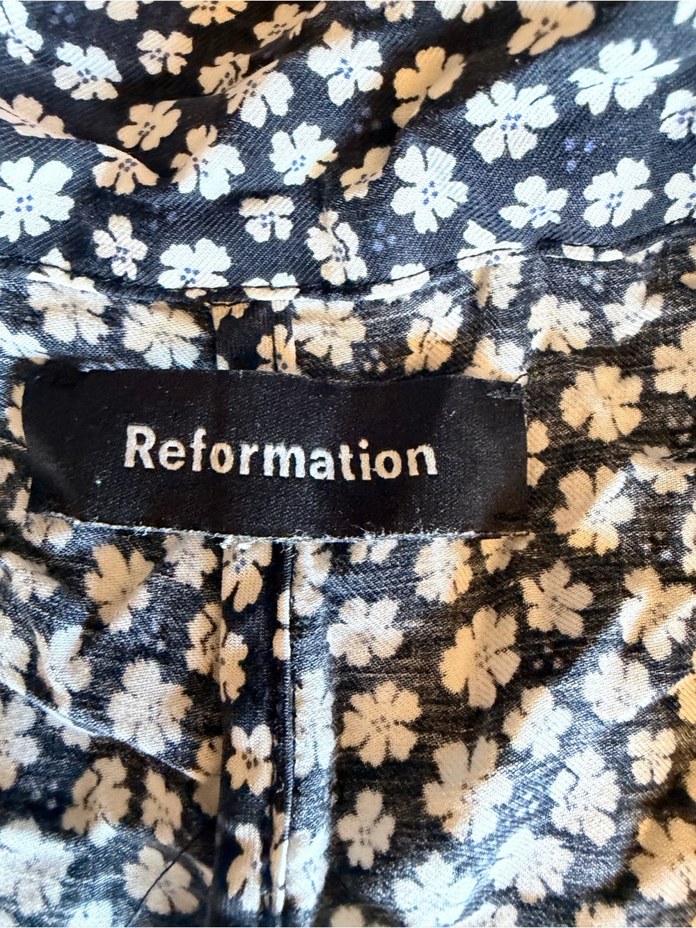 Reformation Black Floral Button-Front Mini Dress - Picture 3 of 4